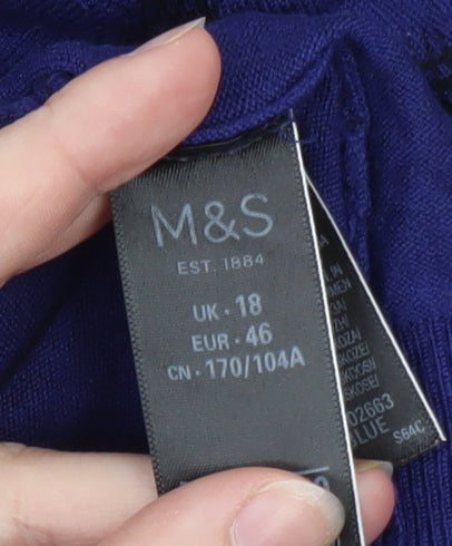 Marks and Spencer Women's Blue Cardigan UK 18 Crew Neck Knit