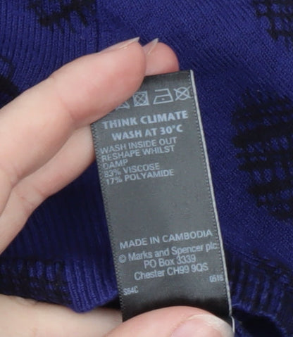 Marks and Spencer Women's Blue Cardigan UK 18 Crew Neck Knit