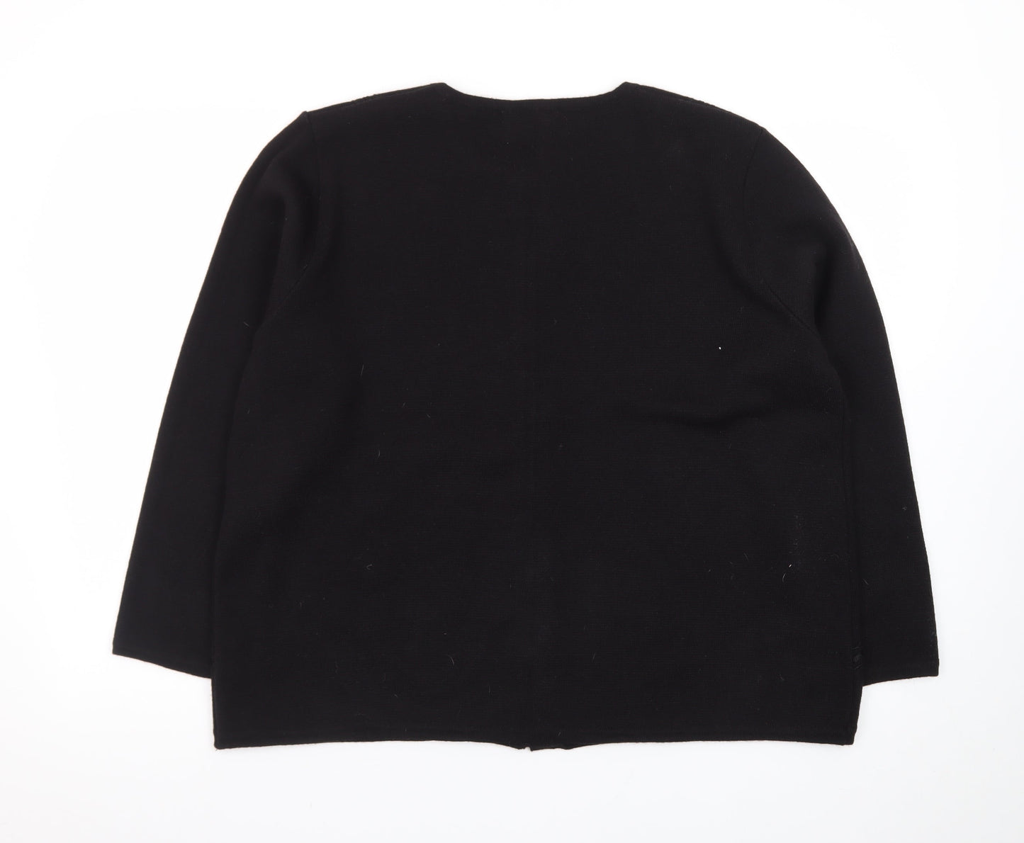 Bm Women Black Beaded Button Cardigan L Long Sleeve Classic