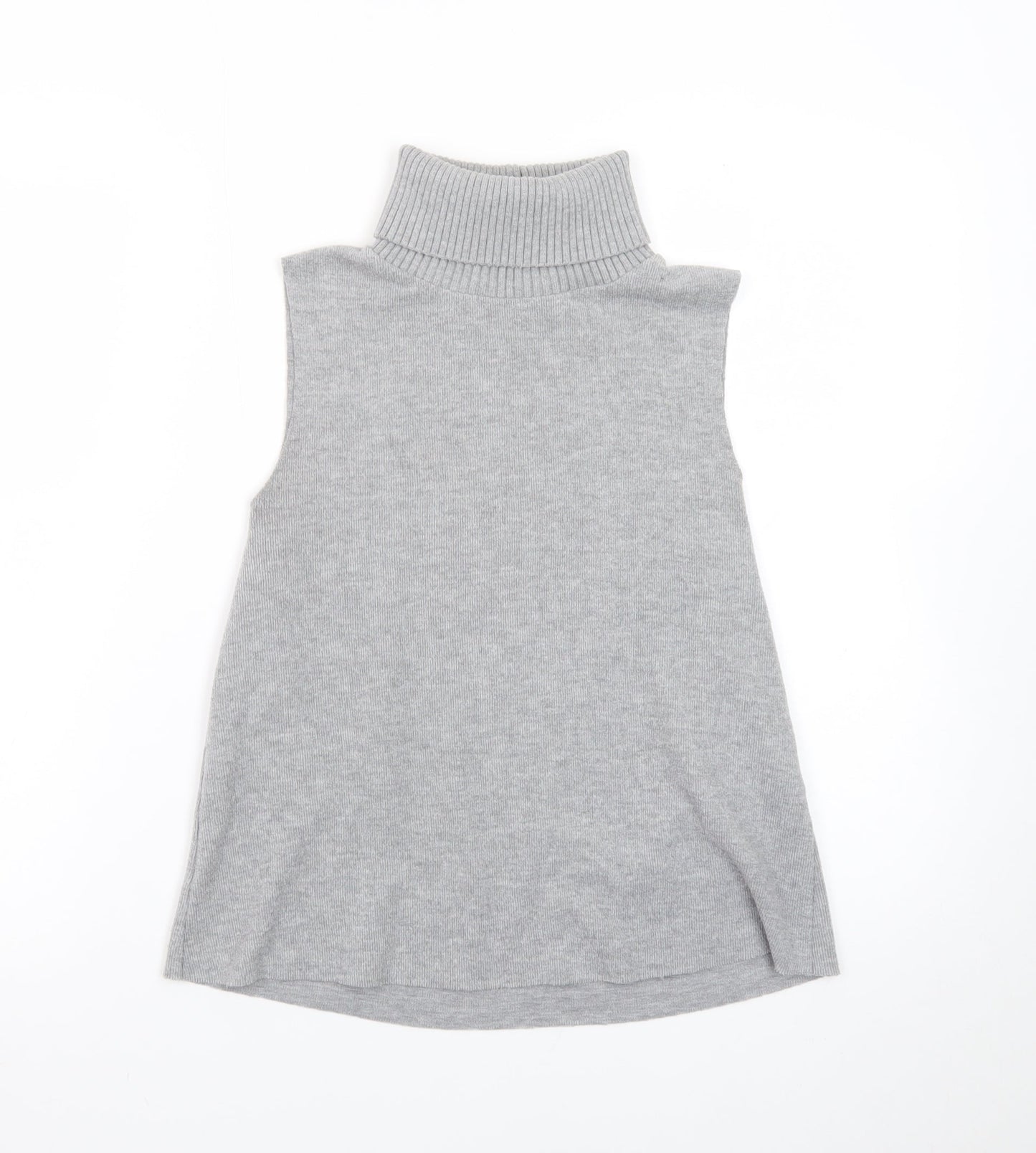 ZARA Women Grey Sleeveless Roll Neck Knit Pullover Jumper Size S
