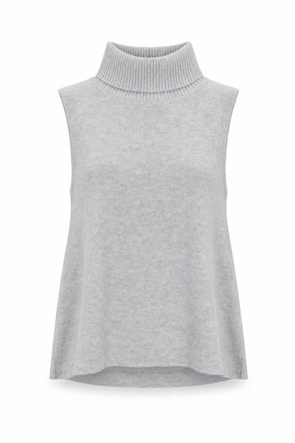 ZARA Women Grey Sleeveless Roll Neck Knit Pullover Jumper Size S
