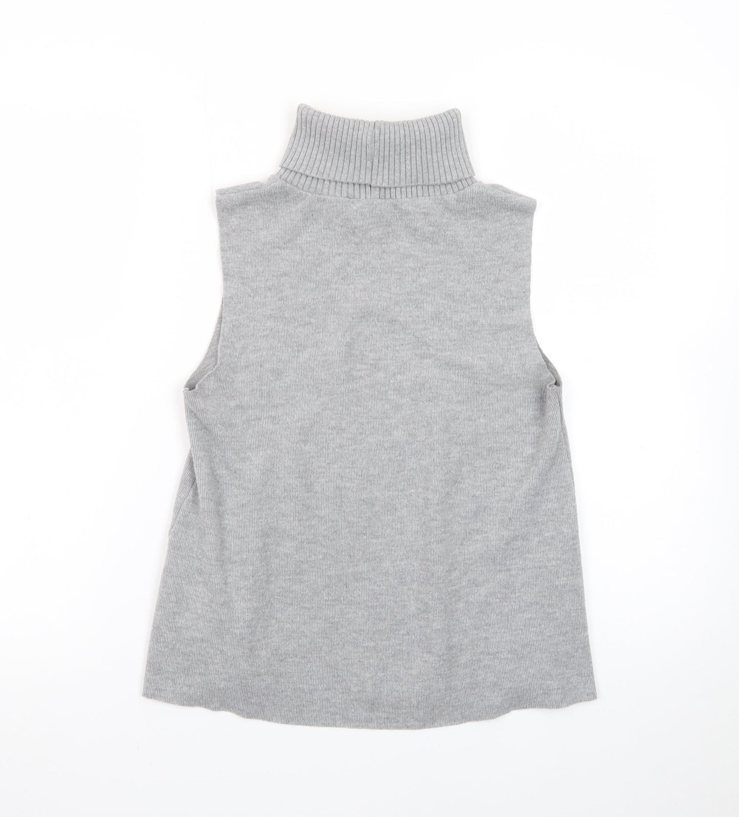 ZARA Women Grey Sleeveless Roll Neck Knit Pullover Jumper Size S