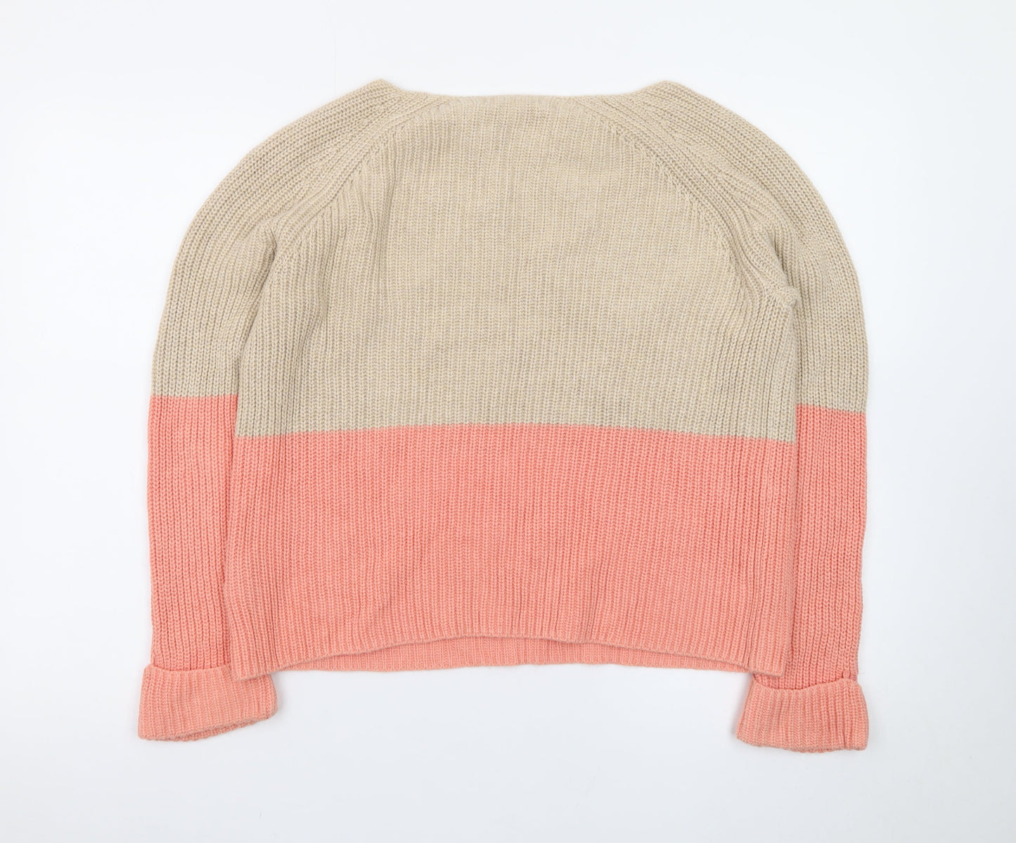 White Stuff Women’s Beige Pink Colour Block Knitted Jumper UK 12