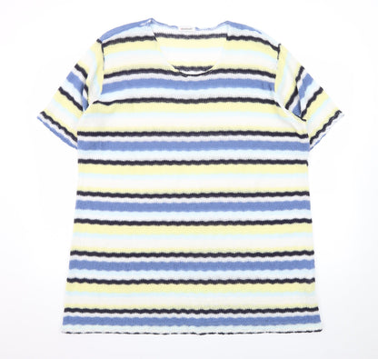 Damart Women's Multicoloured Striped Short Sleeve Knit Jumper Size 22/24