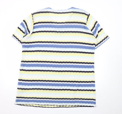 Damart Women's Multicoloured Striped Short Sleeve Knit Jumper Size 22/24