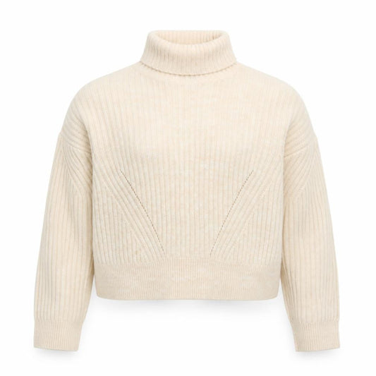 Micha Lounge Women Beige Roll Neck Ribbed Knit Jumper M