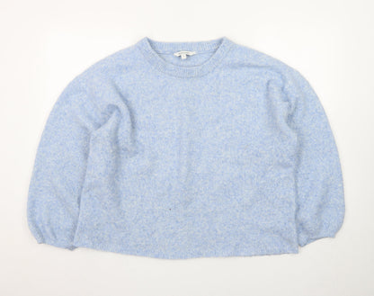 Bonmarché Women's Blue Crew Neck Wool Blend Pullover Jumper Size 14