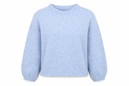 Bonmarché Women's Blue Crew Neck Wool Blend Pullover Jumper Size 14