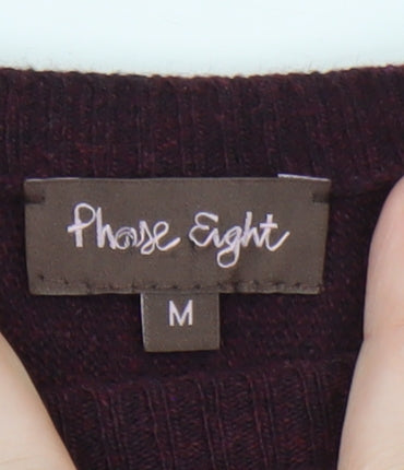 Phase Eight Womens Burgundy Pullover Jumper Medium Cotton Angora Blend