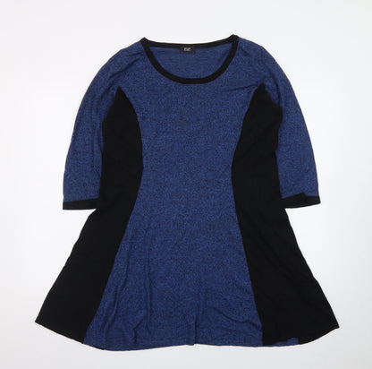 F&F Women's Blue Colourblock Fit & Flare Jersey Dress Size 14