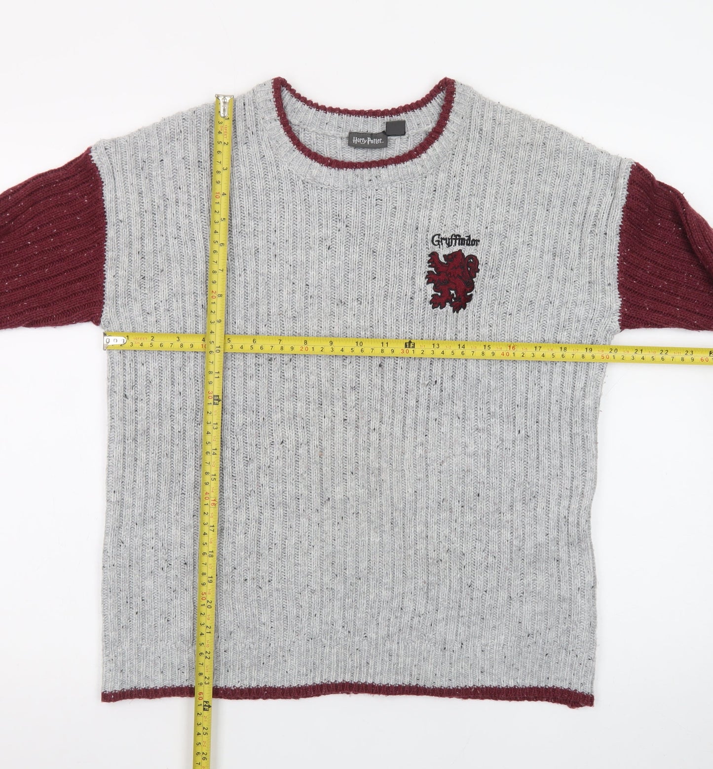 Harry Potter Unisex Grey Gryffindor Knit Jumper Size S Crew Neck