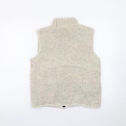 Pachamama Womens Beige Wool Knit Full Zip Vest Jumper S