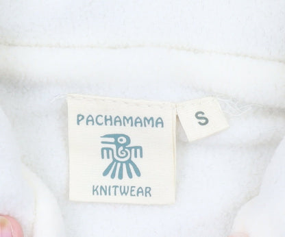 Pachamama Womens Beige Wool Knit Full Zip Vest Jumper S