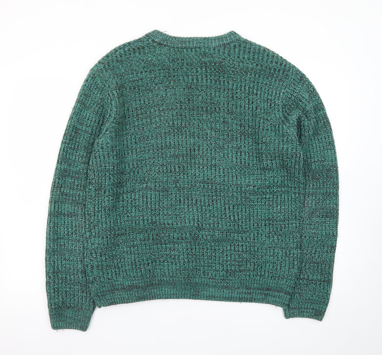 Primark Men's Green Chunky Knit Crew Neck Jumper Size S