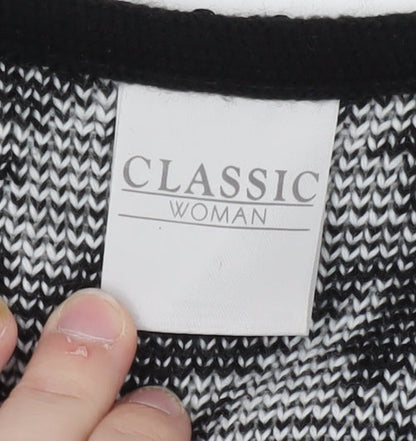 Classic Woman Black & White Houndstooth Cardigan Size 10/12