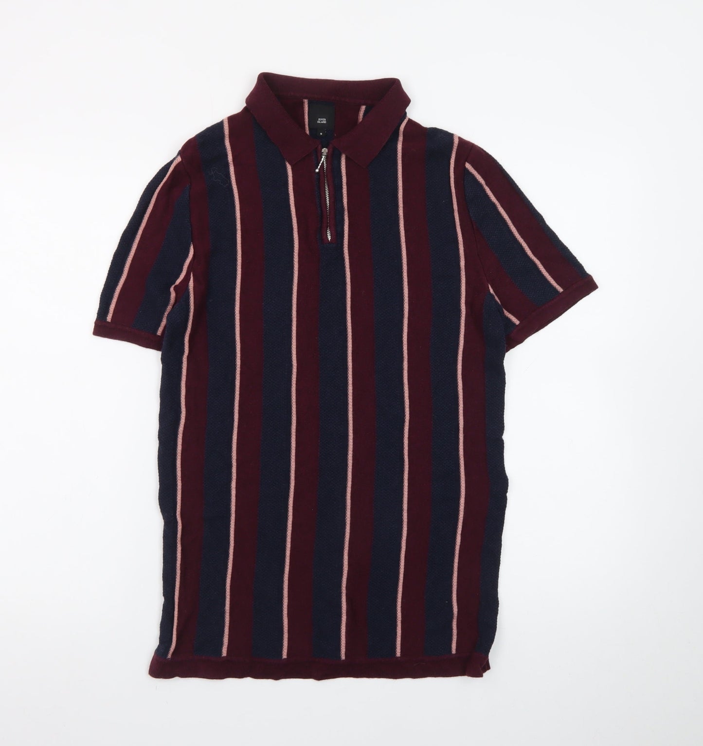 River Island Men’s Multicoloured Striped Polo Shirt Size S