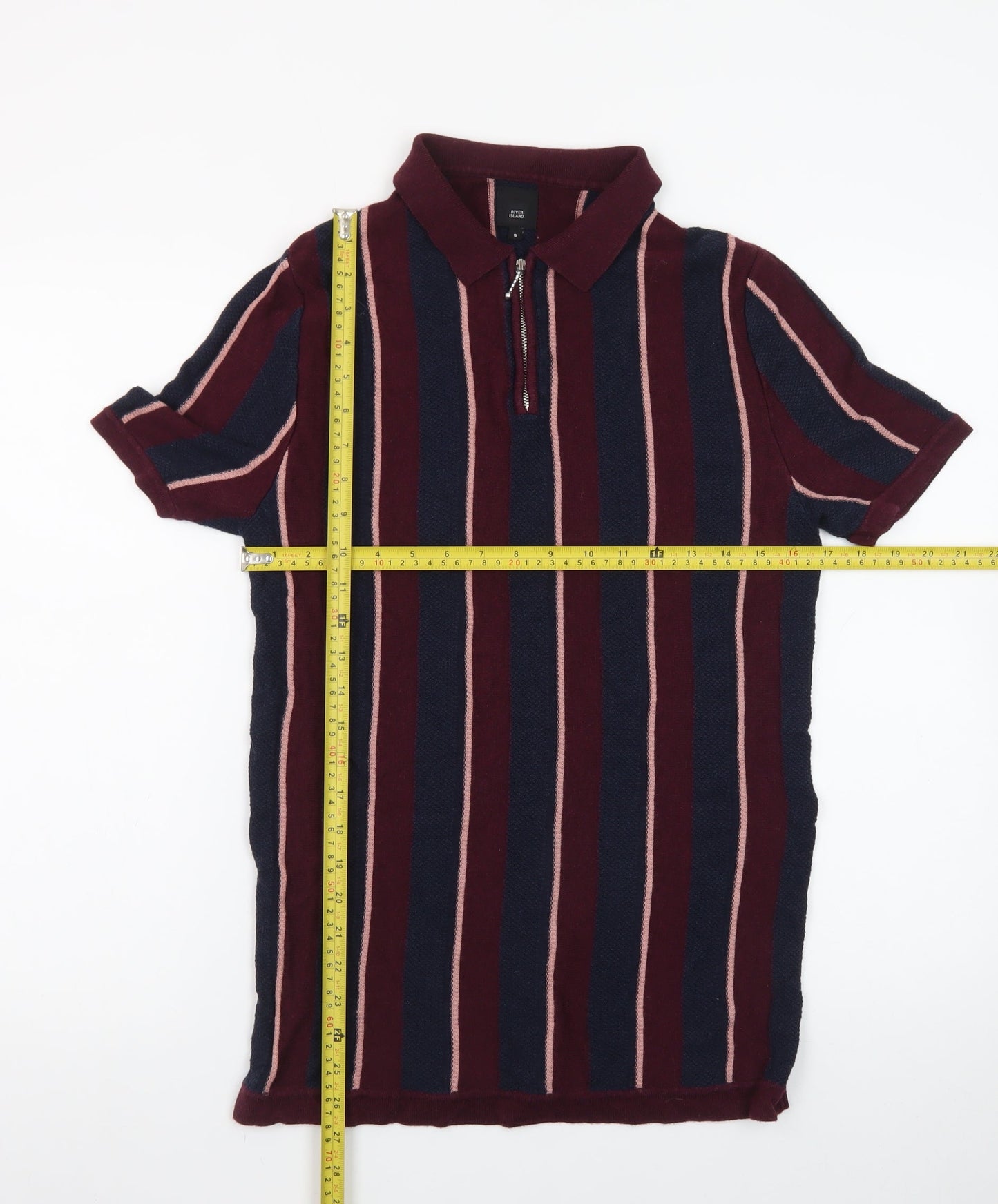 River Island Men’s Multicoloured Striped Polo Shirt Size S