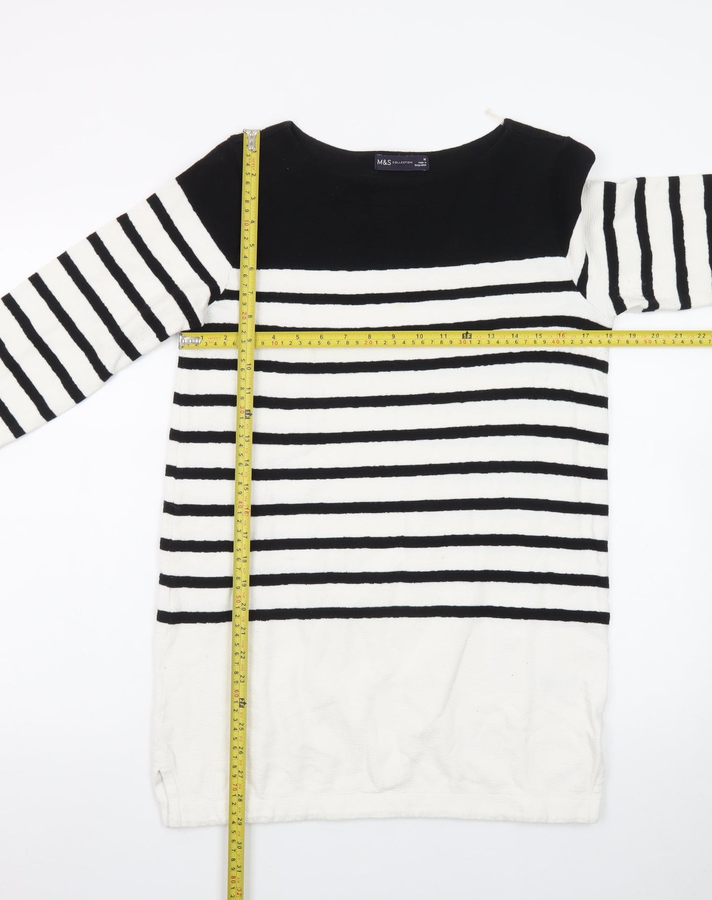 Marks and Spencer Women Black White Stripe Shift Dress Size 10
