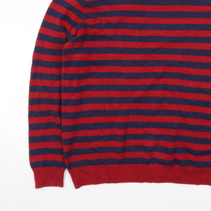 Rochas Men's Red Striped Crew Neck Knit Jumper Size S