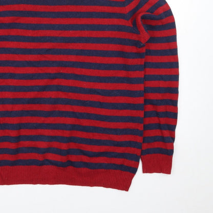 Rochas Men's Red Striped Crew Neck Knit Jumper Size S