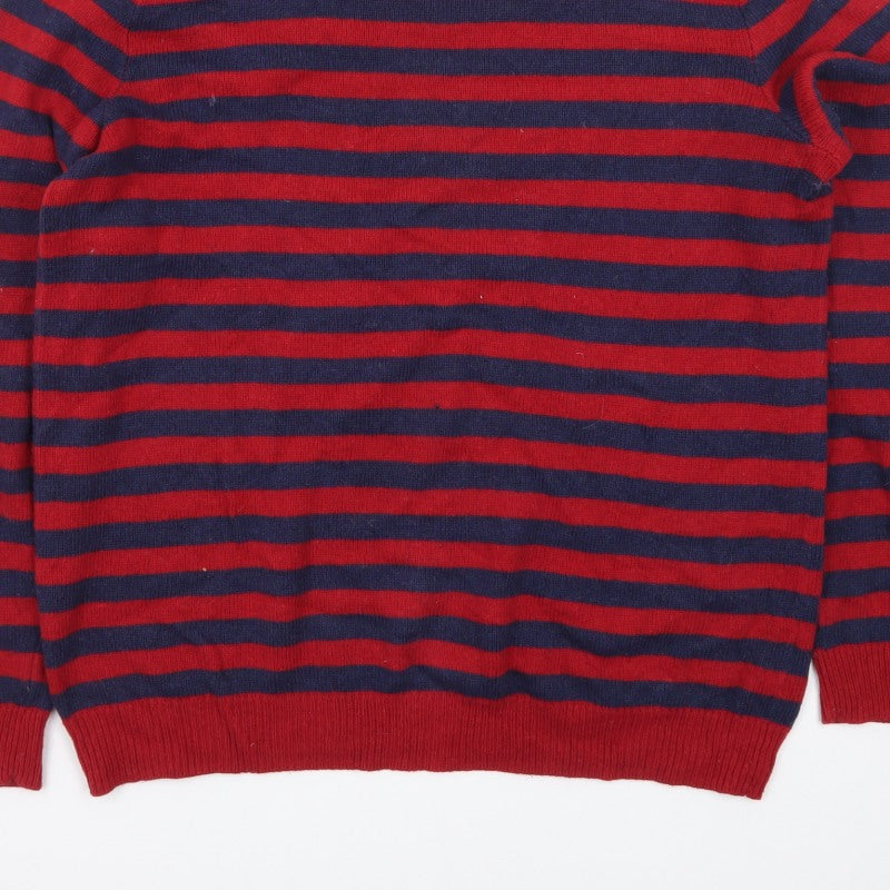 Rochas Men's Red Striped Crew Neck Knit Jumper Size S