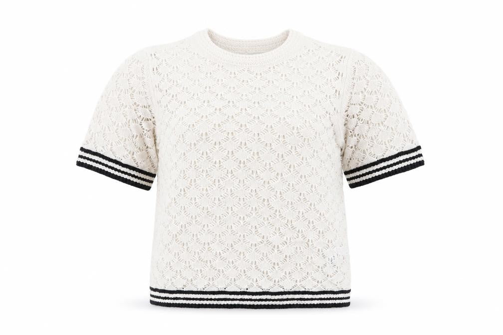 Marks & Spencer Women Ivory Open-Knit Short Sleeve Jumper S
