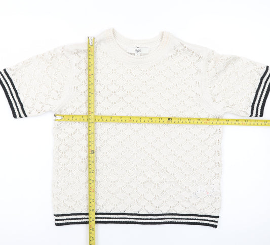 Marks and Spencer Women Ivory Open-Knit Short Sleeve Jumper S