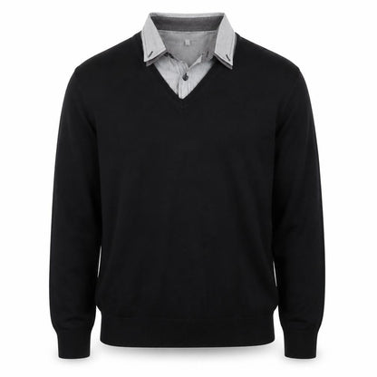 Next Men's Black V-Neck Pullover Jumper Large Cotton Blend
