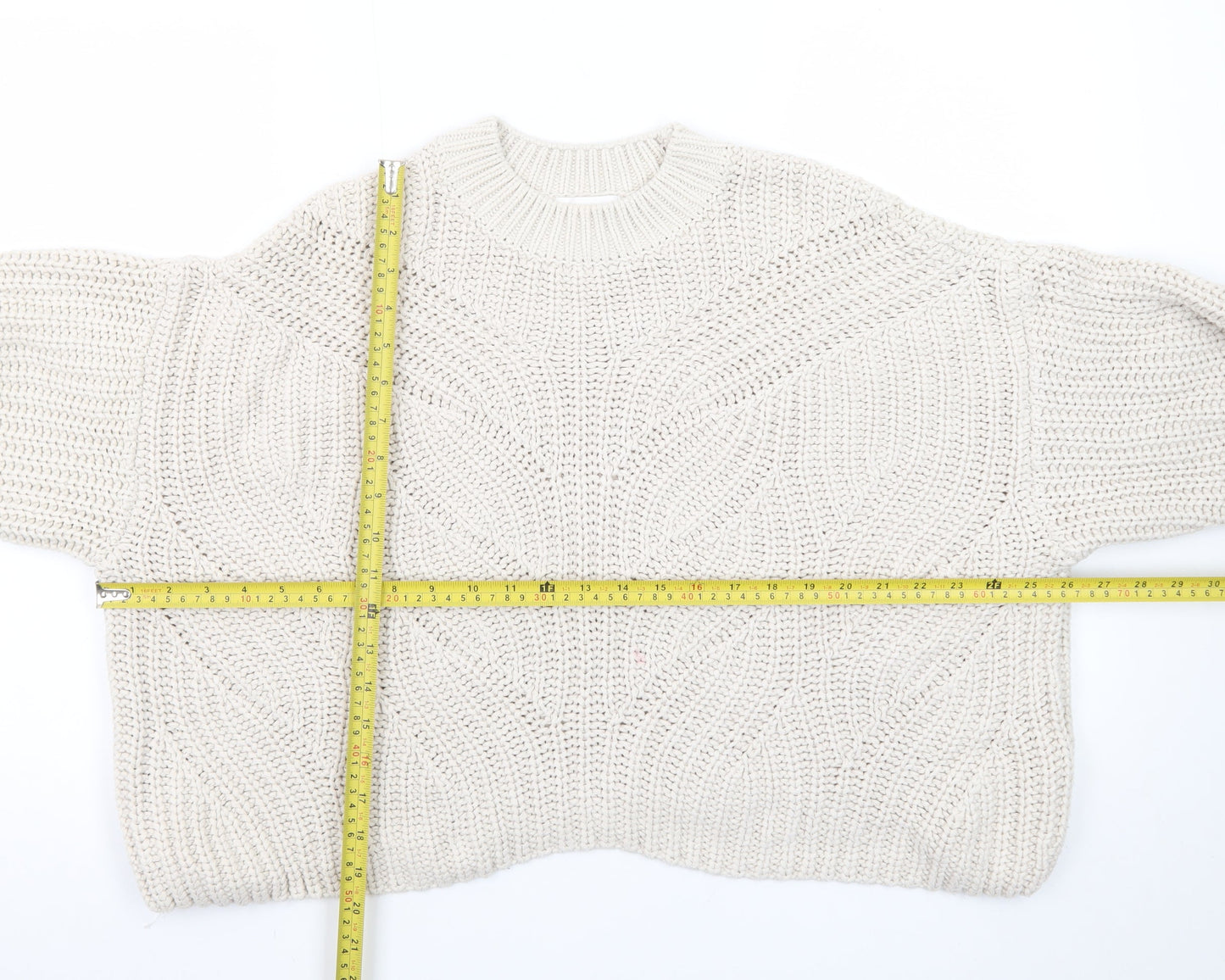 Apricot Womens Beige Crew Neck Chunky Knit Pullover Jumper UK 16