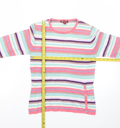 Monsoon Women’s Multicoloured Striped Cotton Pullover Jumper Size 8