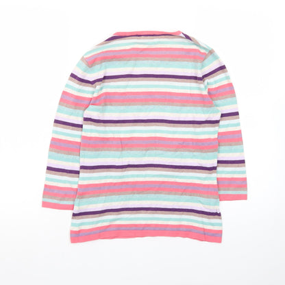 Monsoon Women’s Multicoloured Striped Cotton Pullover Jumper Size 8