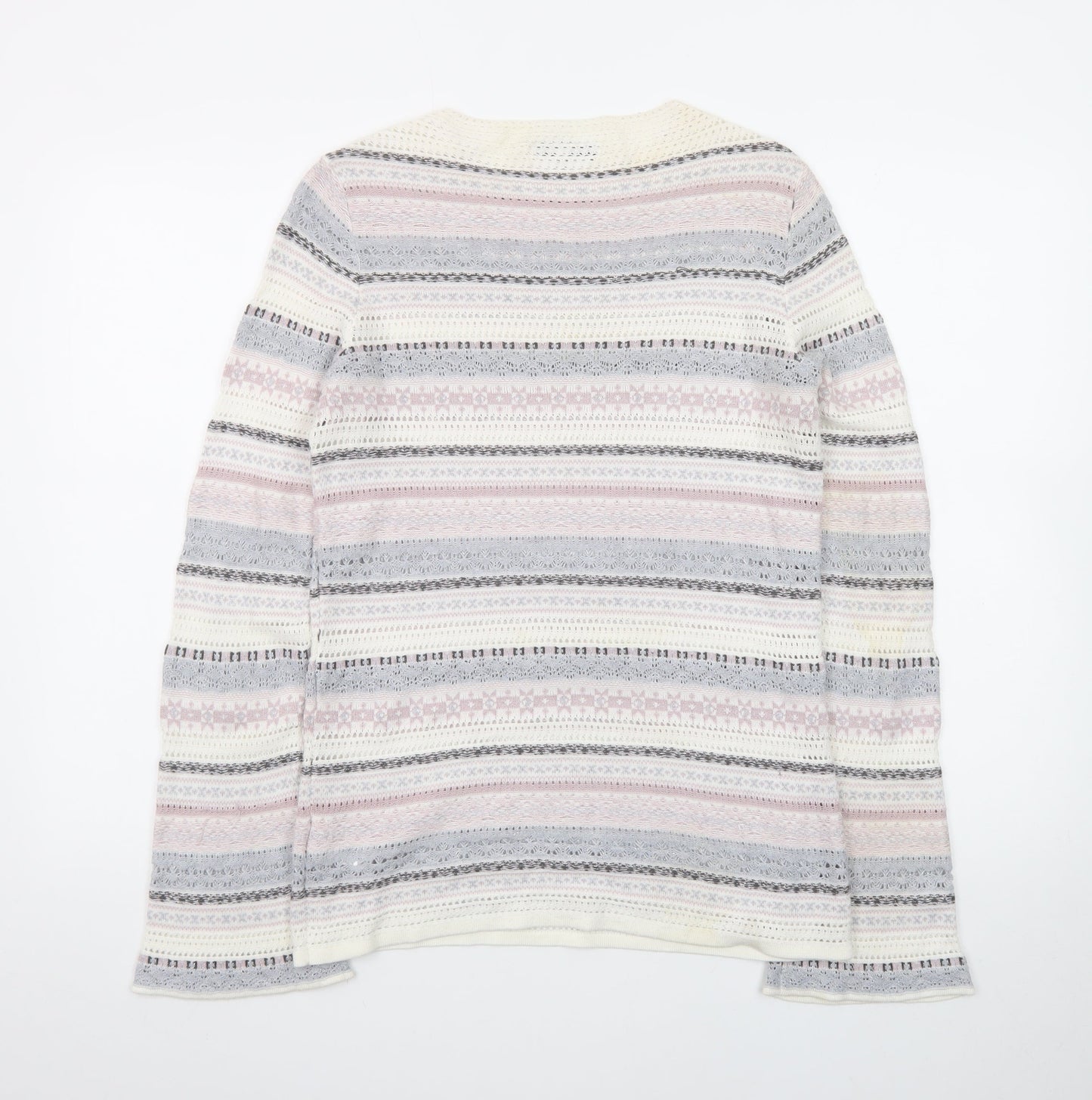 Next Women Cream Multicoloured Fair Isle Knit Jumper Size 10