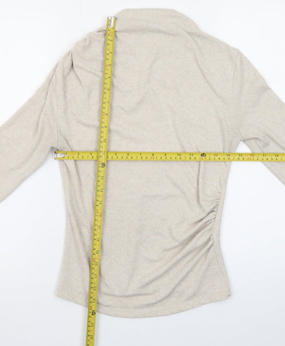 Stradivarius Women Beige High Neck Slim Fit Knit Jumper Size 12