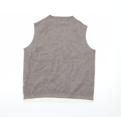 Marks and Spencer Women Beige Cashmere Blend Sleeveless Vest M