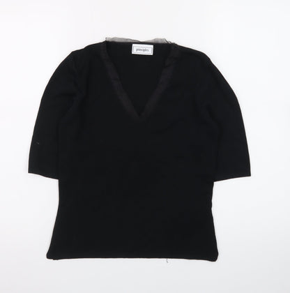 Principles Women's Black V-Neck 3/4 Sleeve Pullover Jumper Size 14