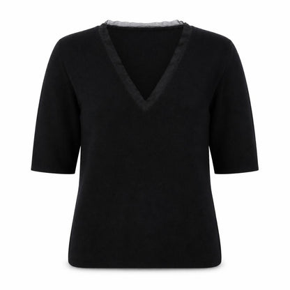 Principles Women's Black V-Neck 3/4 Sleeve Pullover Jumper Size 14