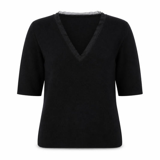 Principles Women's Black V-Neck 3/4 Sleeve Pullover Jumper Size 14