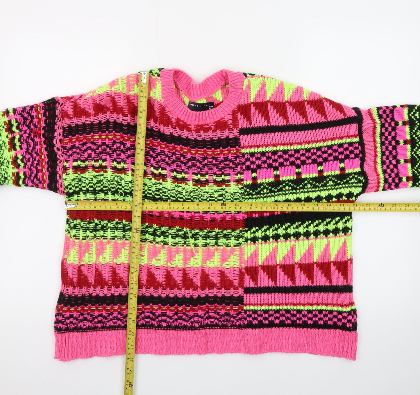 ASOS DESIGN Women's Multicoloured Geometric Knit Jumper Size 12