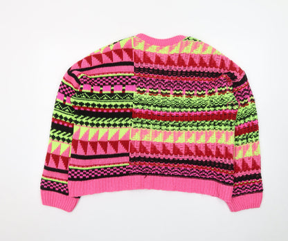 ASOS DESIGN Women's Multicoloured Geometric Knit Jumper Size 12