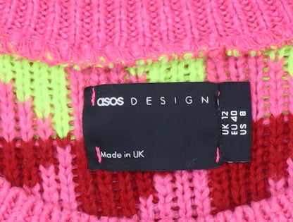 ASOS DESIGN Women's Multicoloured Geometric Knit Jumper Size 12