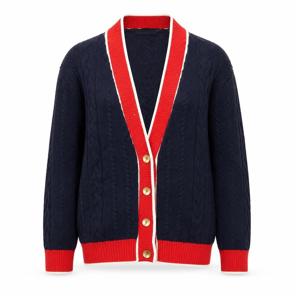 Marks and Spencer Women's Blue Cable Knit V-Neck Cardigan XL