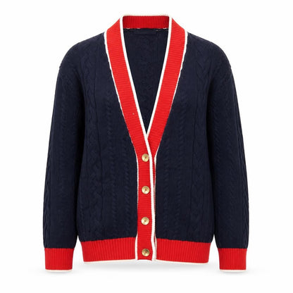 Marks and Spencer Women's Blue Cable Knit V-Neck Cardigan XL