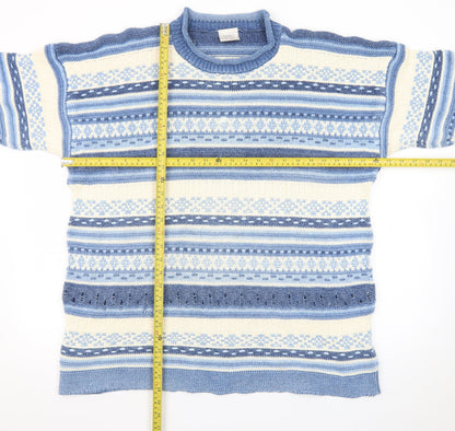 Next Womens Blue Fair Isle Wool Blend Crew Neck Jumper XL