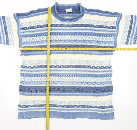Next Womens Blue Fair Isle Wool Blend Crew Neck Jumper XL