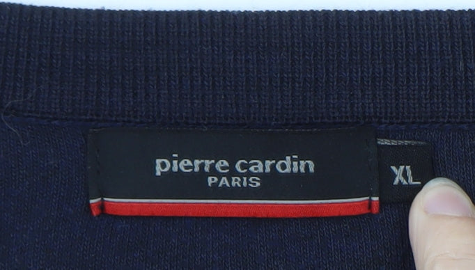 Pierre Cardin Men's Blue Argyle V-Neck Pullover Jumper XL