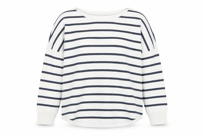 French Connection Women's White Striped Cotton Jumper XS