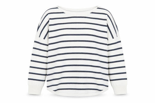 Front view of French Connection Women's White Striped Cotton Jumper XS