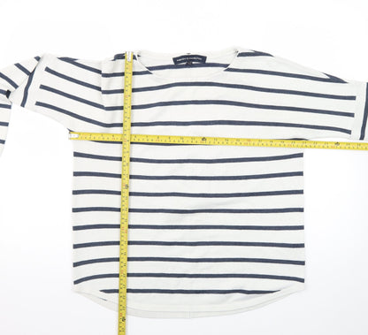French Connection Women's White Striped Cotton Jumper XS
