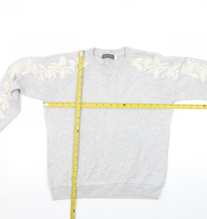 Mint Velvet Women's Grey Embroidered Crew Neck Jumper Size 10