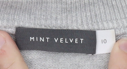 Mint Velvet Women's Grey Embroidered Crew Neck Jumper Size 10
